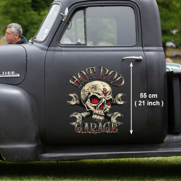 Hot Rod Garage Skull Vinyl Stickers For Car Door - Image 3
