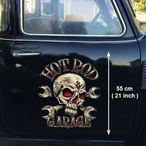Hot Rod Garage Skull Vinyl Stickers For Car Door - Image 2