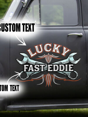 Personalized Wrench Hot Rod Pinstripe Vinyl Decals For Car Door