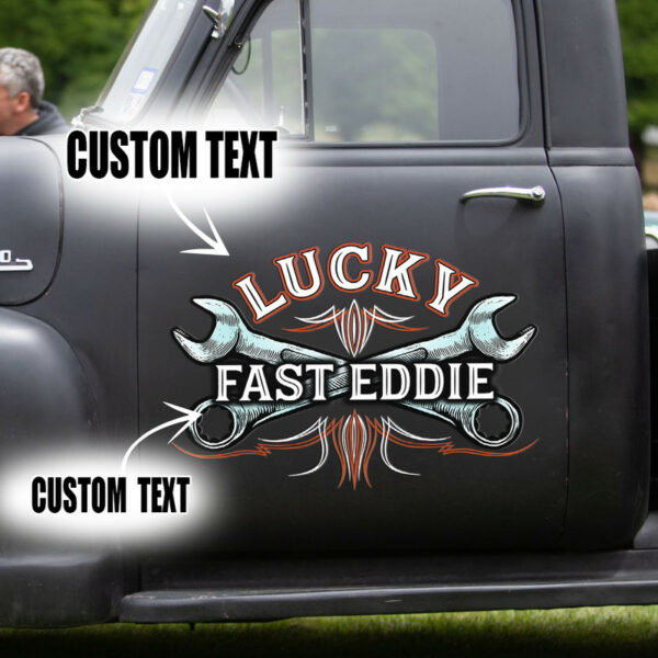 Personalized Wrench Hot Rod Pinstripe Vinyl Decals For Car Door