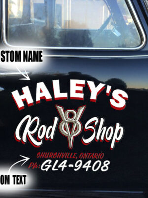 V8 Rod Shop Vinyl Decals For Trucks, Lowriders And Motorcycles