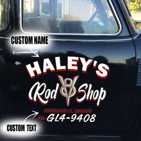 V8 Rod Shop Vinyl Decals For Trucks, Lowriders And Motorcycles