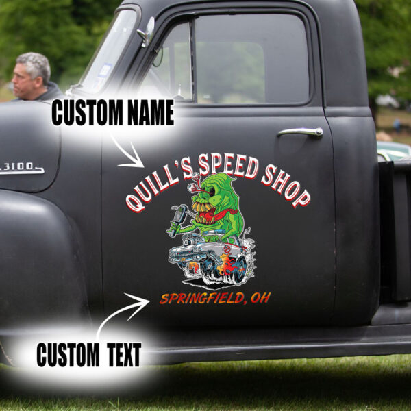 Personalized Rat Rod Set 02 Vinyl Stickers For Car Door - Image 2