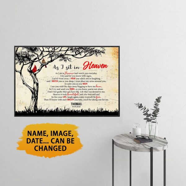 As I Sit In Heaven Cardinal Canvas Music Vintage Wall Art Home Decor Personalized - Image 3