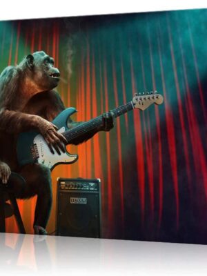 Funny Music Monkey Playing Guitar Canvas Art