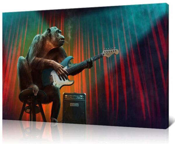 Funny Music Monkey Playing Guitar Canvas Art