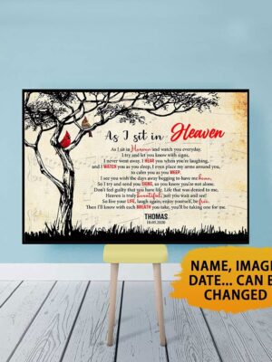 As I Sit In Heaven Cardinal Canvas Music Vintage Wall Art Home Decor Personalized