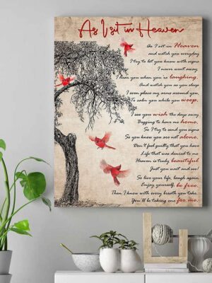 Cardinals As I Sit In Heaven Canvas Beautiful Memorial Wall Art Prints