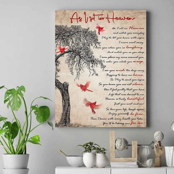 Cardinals As I Sit In Heaven Canvas Beautiful Memorial Wall Art Prints