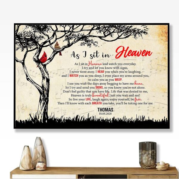 As I Sit In Heaven Cardinal Canvas Music Vintage Wall Art Home Decor Personalized - Image 2