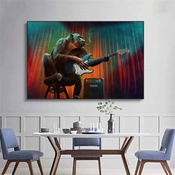 Funny Music Monkey Playing Guitar Canvas Art - Image 2