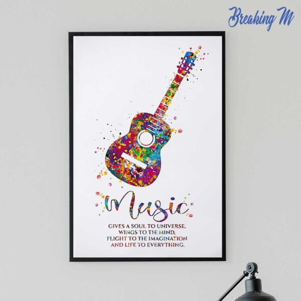 Guitar Music Gives A Soul To Universe Wings To The Mind Flight To The Imagination Canvas Prints - Image 2