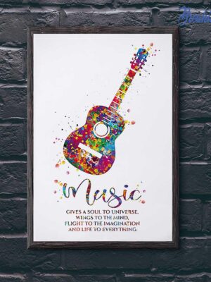 Guitar Music Gives A Soul To Universe Wings To The Mind Flight To The Imagination Canvas Prints