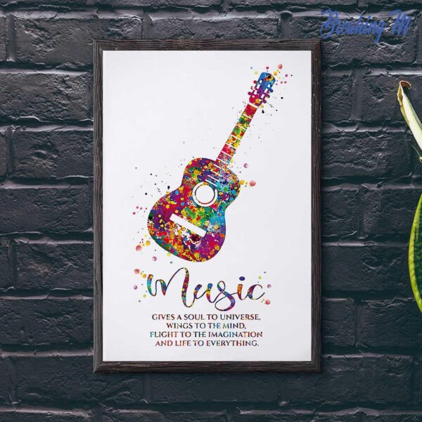 Guitar Music Gives A Soul To Universe Wings To The Mind Flight To The Imagination Canvas Prints