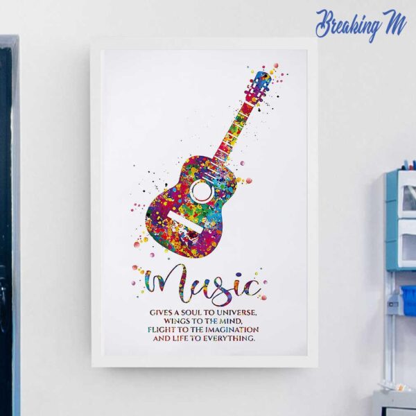 Guitar Music Gives A Soul To Universe Wings To The Mind Flight To The Imagination Canvas Prints - Image 3