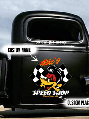 Personalized Kustom Kultrure Hot Rod Duck Decals 2 Pcs For Car Door Sticker