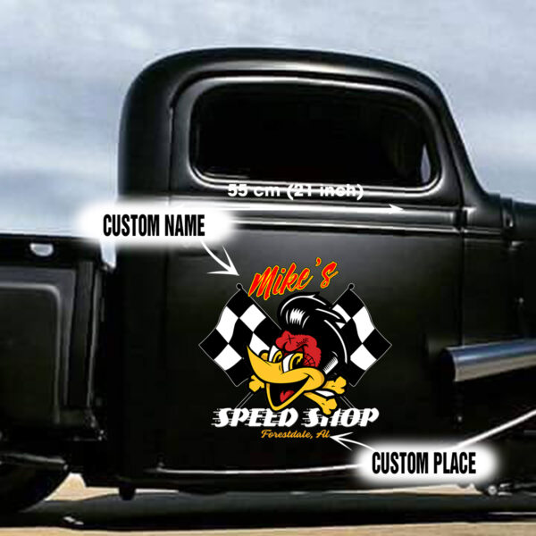 Personalized Kustom Kultrure Hot Rod Duck Decals 2 Pcs For Car Door Sticker