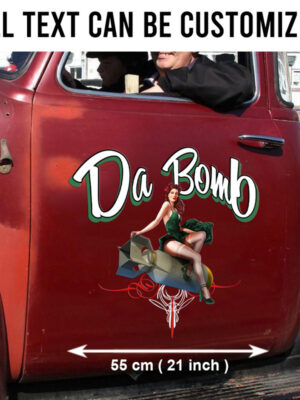 Personalized Hot Rod Pinup Girl Bomber Pinstriping Set 02 Vinyl Stickers