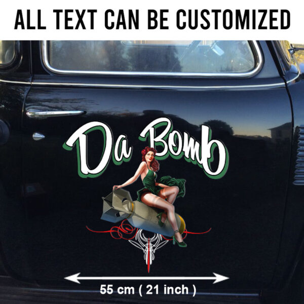 Personalized Hot Rod Pinup Girl Bomber Pinstriping Set 02 Vinyl Stickers - Image 2