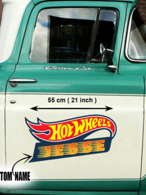 Personalized Hot Wheels Glossy Hot Rod Garage Vinyl Stickers Set 02 Pcs