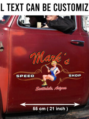 Personalized Pinup Girl Spark Plug Hot Rod Pinstriping Set 02 Vinyl Decals
