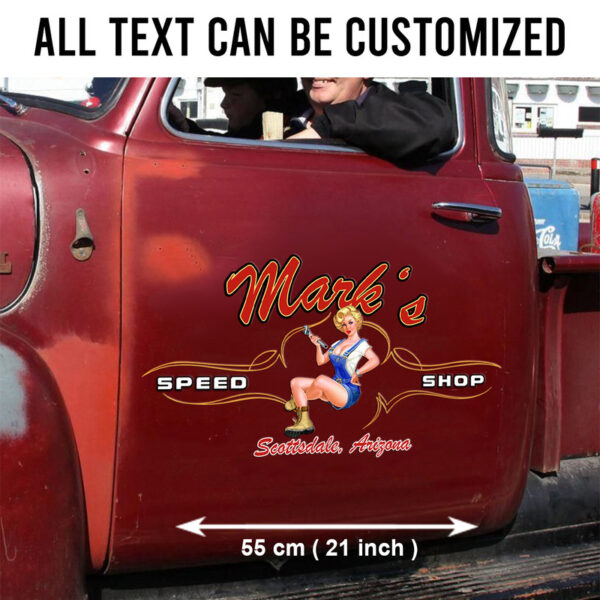 Personalized Pinup Girl Spark Plug Hot Rod Pinstriping Set 02 Vinyl Decals
