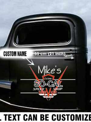 Personalized So-Cal Speed Shop Garage Vinyl Decals For Cars Side Doors And Windows