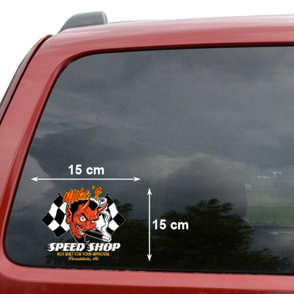 Personalized Speed Shop Red Devil Door Art Sticker Set 2 Pcs - Image 4