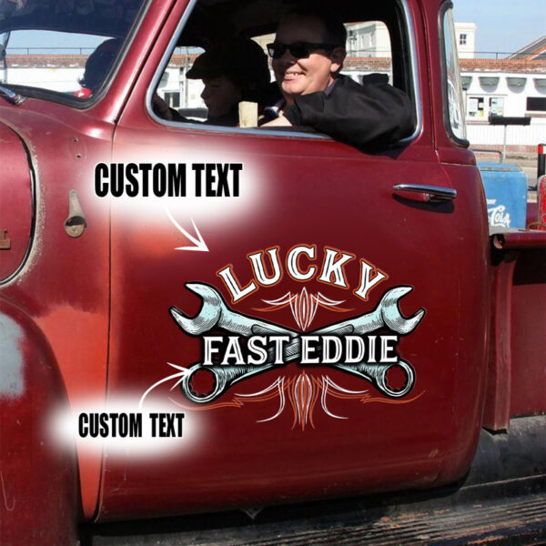 Personalized Wrench Hot Rod Pinstripe Vinyl Decals For Car Door