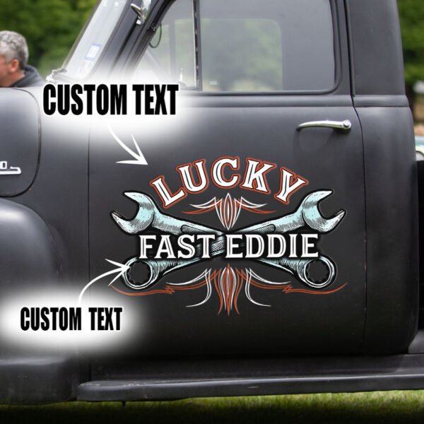 Personalized Wrench Hot Rod Pinstripe Vinyl Decals For Car Door - Image 3