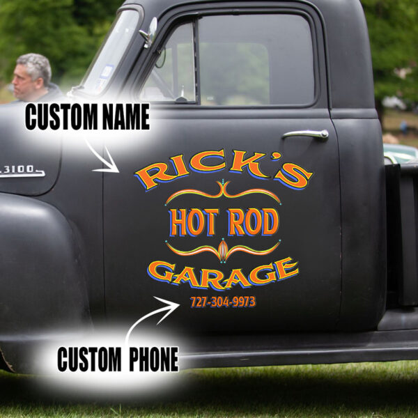 Pinstripe Hot Rod Garage Car Side Door Vinyl Graphics - Image 3