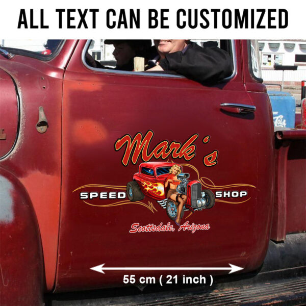 Pinup Girl Spark Plug Hot Rod Pinstripe Decals For Cars Set 2 Pcs
