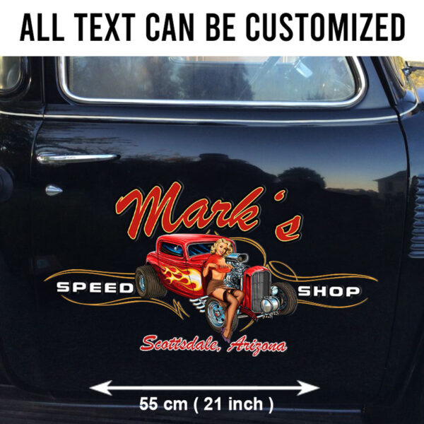 Pinup Girl Spark Plug Hot Rod Pinstripe Decals For Cars Set 2 Pcs - Image 2