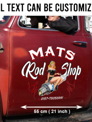 Pinup Girl Speed Shop Hot Rod Pinstripe Vinyl Decal For Car - Hot Rod Vinyl Sticker