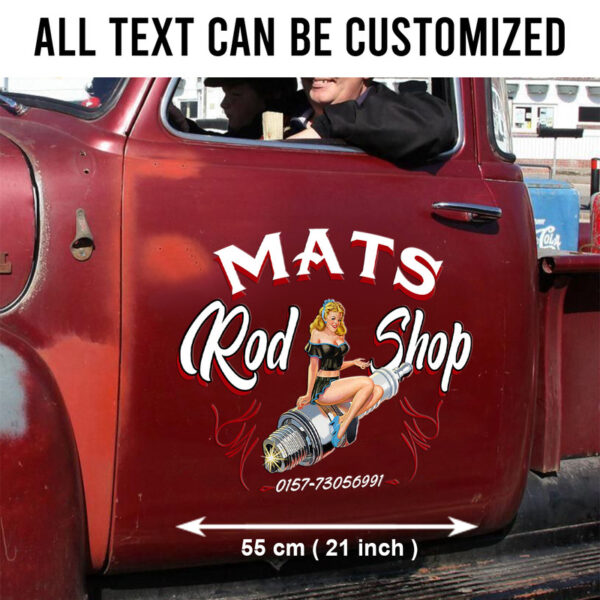 Pinup Girl Speed Shop Hot Rod Pinstripe Vinyl Decal For Car - Hot Rod Vinyl Sticker