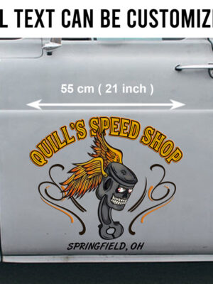 Piston Garage Lowbrow Art Hot Rod Garage Flying Piston Set 02 Vinyl Decals For Truck, Lowrider