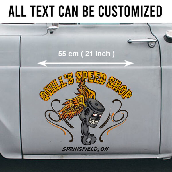 Piston Garage Lowbrow Art Hot Rod Garage Flying Piston Set 02 Vinyl Decals For Truck, Lowrider