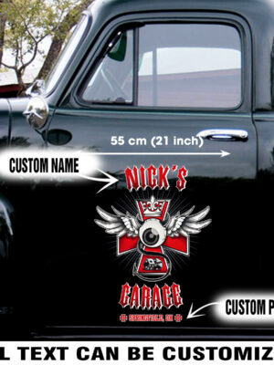 Set 2 Pcs Of Custom Flying Eyeball Hot Rod Door Vinyl Stickers