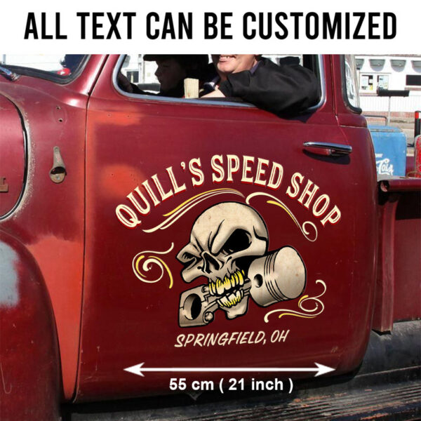 Skull And Bones Pinstripe Vinyl Decals For Trucks, Lowriders, Hot Rod Cars Large Stickers