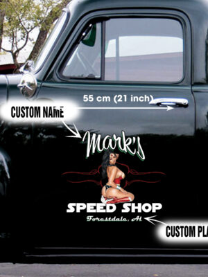 Speed Shop Wonder Woman Pin Up Girl Pinstripe Decals for Cars