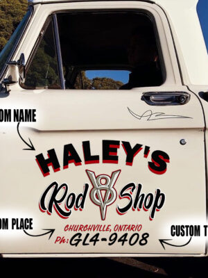 V8 Rod Shop Vinyl Decals For Trucks, Lowriders And Motorcycles