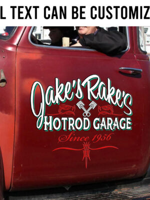 Vintage Hot Rod Garage Door Art Pinstripe Lettering For Car - Large Size Stickers