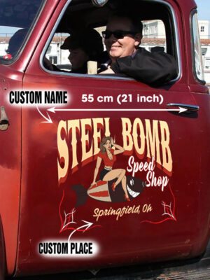 Vintage Speed Shop Bomber Pin Up Girl Stickers