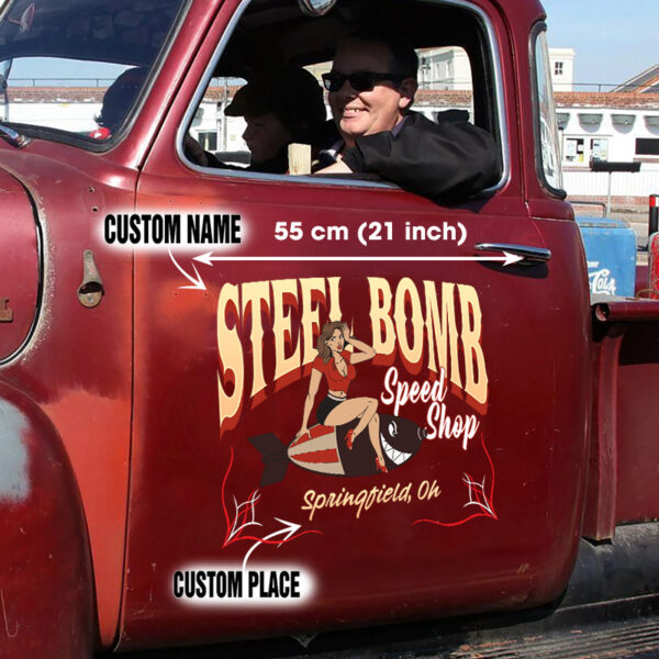 Vintage Speed Shop Bomber Pin Up Girl Stickers
