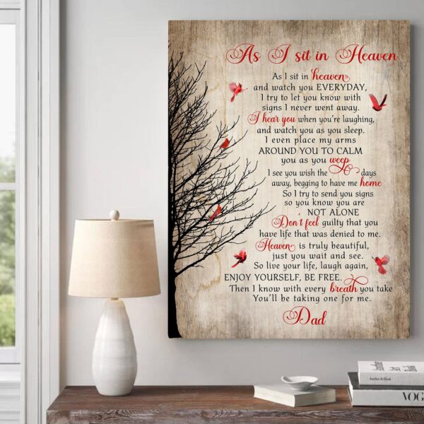 As I Sit In Heaven Cardinal Memorial Canvas Wall Art Prints Home Decor - Image 2