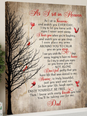 As I Sit In Heaven Cardinal Memorial Canvas Wall Art Prints Home Decor