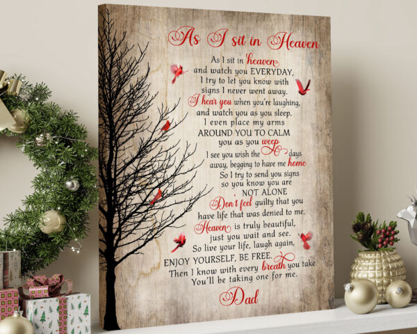 As I Sit In Heaven Cardinal Memorial Canvas Wall Art Prints Home Decor
