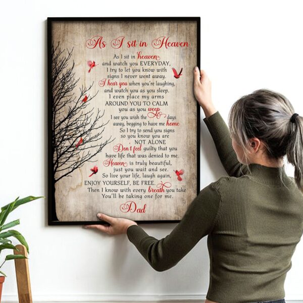 As I Sit In Heaven Cardinal Memorial Canvas Wall Art Prints Home Decor - Image 4