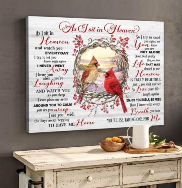 As I Sit In Heaven Personalized Canvas, Cardinal Canvas