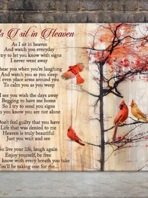 As I Sit In Heaven Canvas Wall Art - Personalized Cardinal Canvas